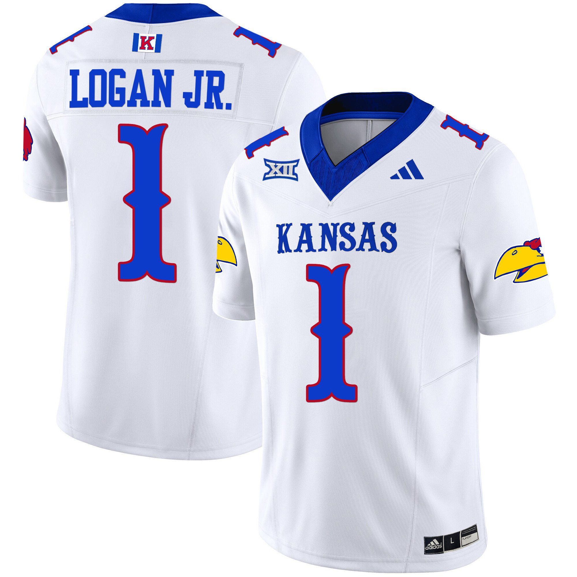 Men Kansas Jayhawks #1 Logan jr White 2024 Blackhawk Vapor Limited NCAA Jersey